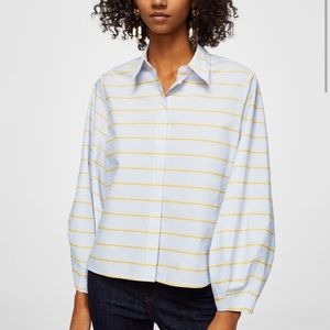 Mango Balloon Sleeve Striped Button-Up